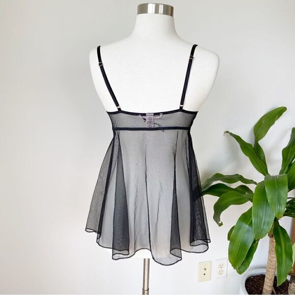 New Victoria’s Secret Chemise Babydoll Black Sheer Lace Small Sexy Deep Neck - Picture 4 of 10